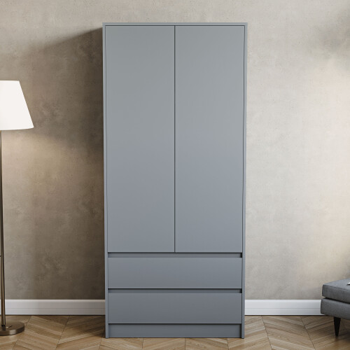 Vida Designs (Grey) Denver 2 Door 2 Drawer Wardrobe Bedroom Storage 1