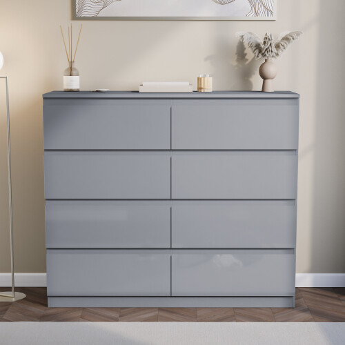 Vida Designs (Grey) Glinton Modern 8 Drawer Chest Bedroom Home Storage