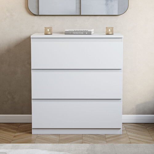 Vida Designs (White) Denver 3 Drawer Bedside Cabinet Storage Chest 2