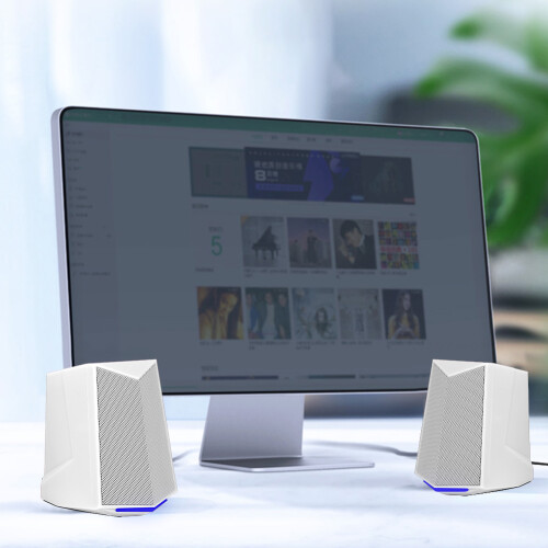 Alto-falante de 3 polegadas com som Hi-Fi para PC e iluminação LED azul, ideal para desktops, laptops e jogos. 2