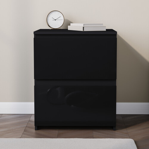Vida Designs (Black) Vida Designs Glinton 2 Drawer Bedside Chest