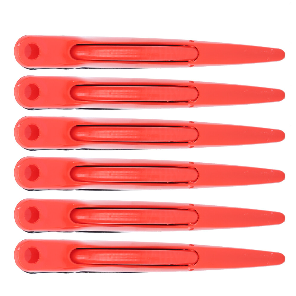Red 6Pcs Abs Metal Hair Styling Clips For Salon, Haircut & Perming