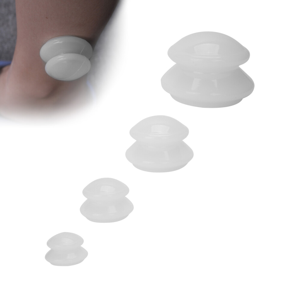Home Use 4pcs White Silicone Cupping Set with Strong Suction Force