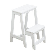 Wooden Folding Step Stool 2 Step Ladder Chair with NonSlip Feet for Home Kitchen Loft Camping White