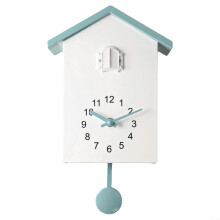 Modern Cuckoo Clock White and Grey Minimalist Design Battery Powered with Adjustable Volume Chime
