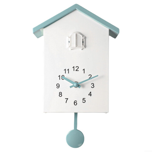 Modern Cuckoo Clock White and Grey Minimalist Design Battery Powered with Adjustable Volume Chime