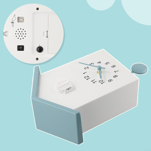 Modern Cuckoo Clock White and Grey Minimalist Design Battery Powered with Adjustable Volume Chime 1