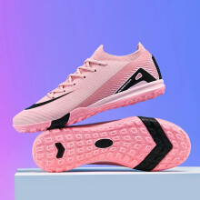 (Pink TF, 43) New Men Football Boots Cleats Long Spikes Outdoor Sport Soccer Shoes Adult Training Boys Non Slip Breathable Match Comfortable