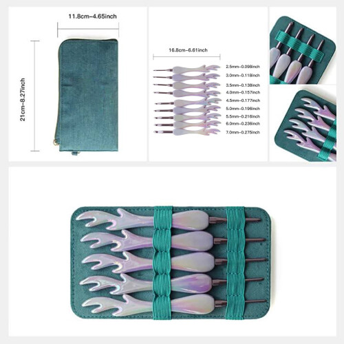 Set Acryl-Häkelnadeln mit ergonomischen weißen Griffdesigns 1