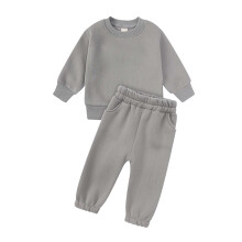 Boys Girls Fall Winter Soft Piece Athletic And Jogger Pants Tracksuit Set Grey 1224 Months Unisex Tracksuit For Kids