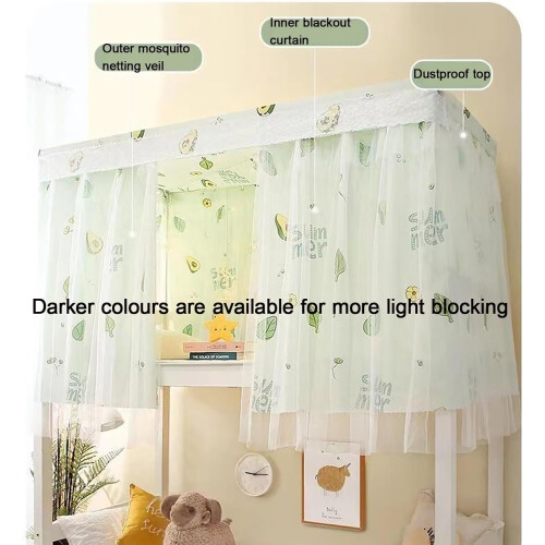 Bunk Bed Curtains Blackout Privacy for Bottom Bunk Dorm Students Breathable Easy Install Bear Pattern 1