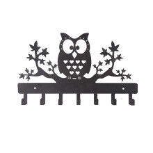 7 Hooks Key Holder Owl Wall Mounted Metal Key Organizer For Entryway Leash Hanger