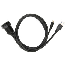 Cabo de extensão USB embutido de alta velocidade com duas portas USB para painel de carro, barco e motocicleta, com indicador LED e design em liga