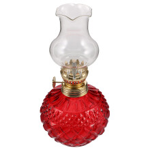 Vintage Glass Oil Lamp with Glass Chimney, Adjustable Flame Kerosene Lantern for Home Decor