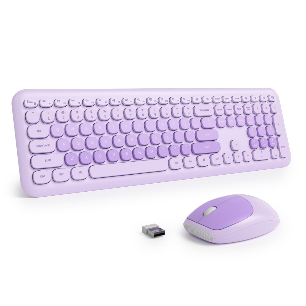 Colourful Wireless Keyboard And Mouse Combo 2.4Ghz Retro Typewriter Keyboard, 104Key Fullsize With Number Pad 9347817386554