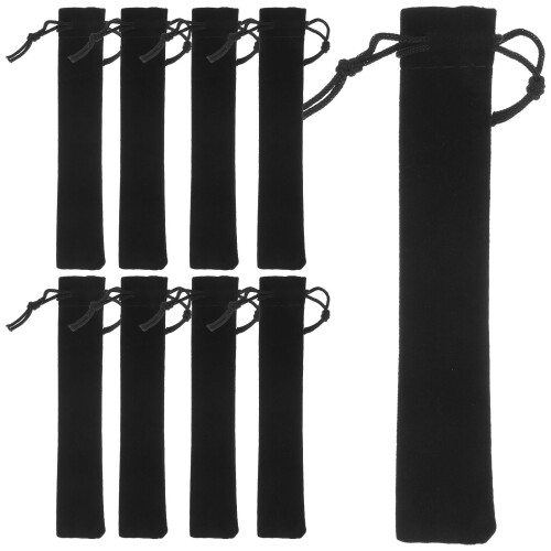 125Pcs Black Pencil Pouch Drawstring Pen Bag Thicker Flannel Durable 1