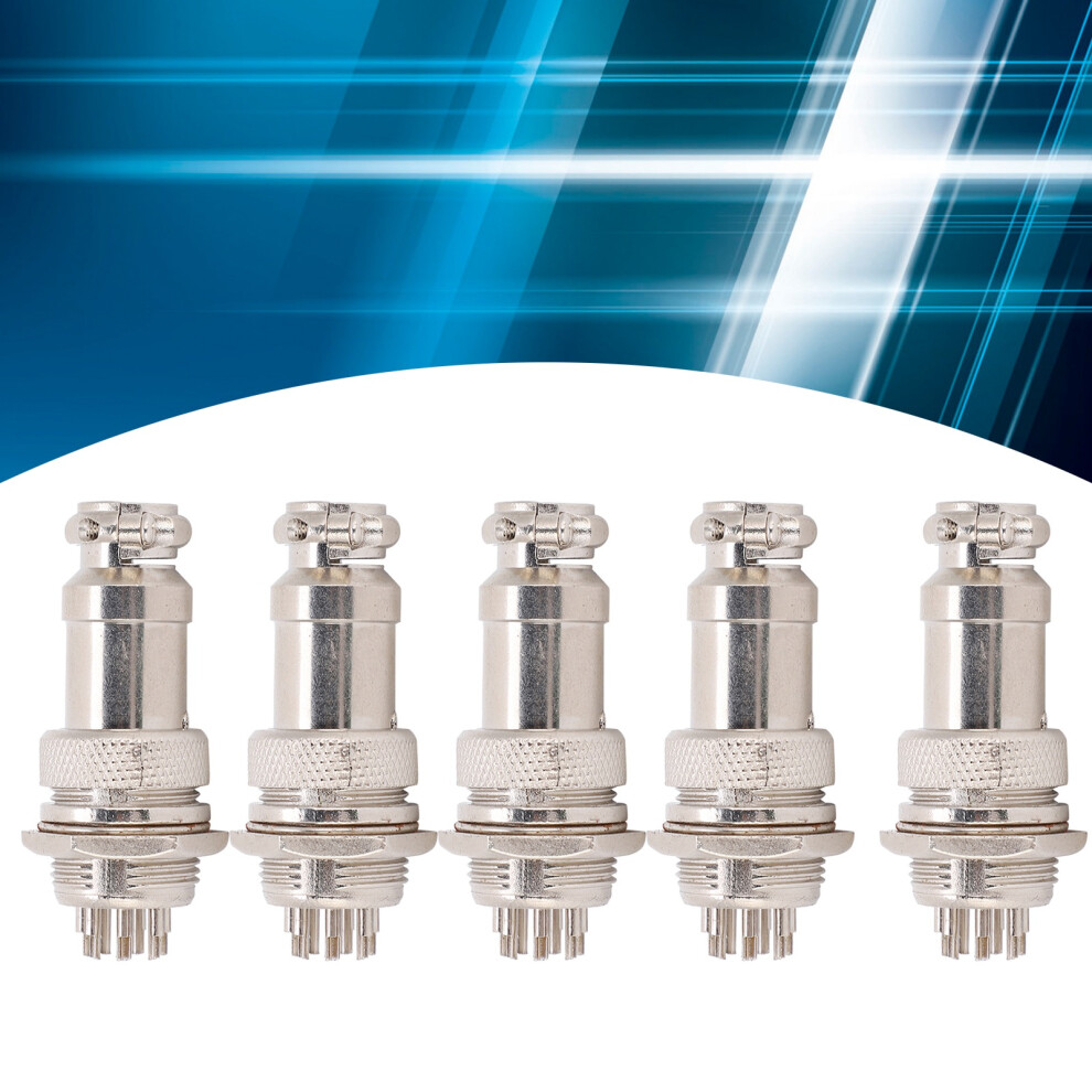 5Pcs Gx16 16Mm Aviation Plug Connector 450V 8Pin Metal Silver 4961378649665