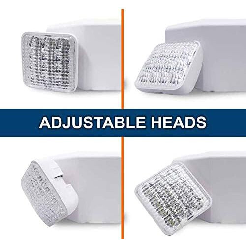 Emergency Light Back Up Battery Emergency Exit Lighting Fixtures Adjustable Hardwired 2 LED Wall Mount 1