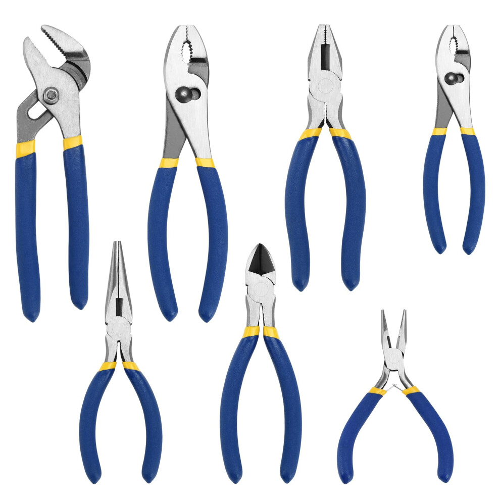 7 Piece Pliers Set With Ergonomic Antislip Grip, Hardened Cutting Edges For Diy And Home Use 9094768767078