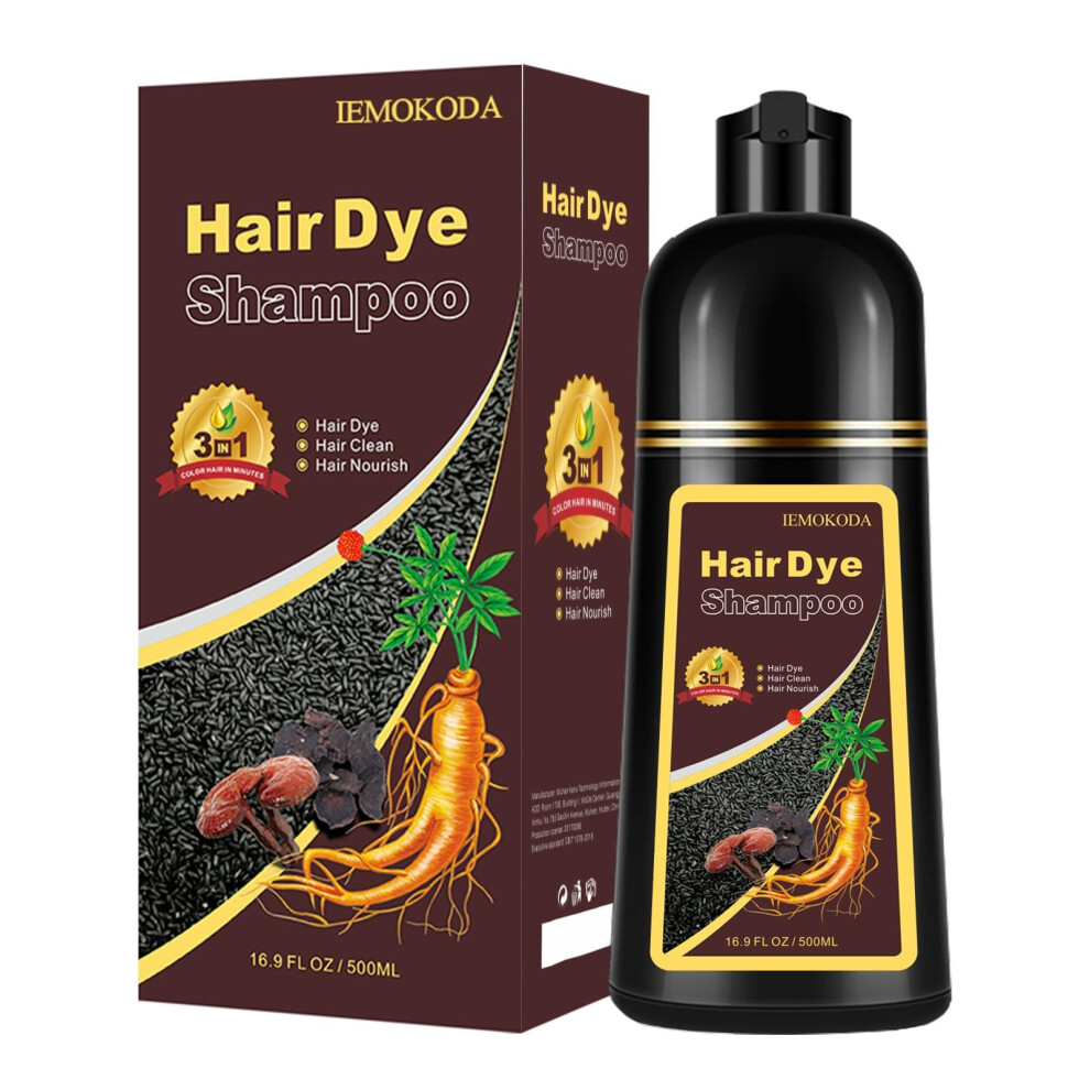 Dark/Gray Coffee 3 In 1 Hair Dye Shampoo For Hair, Longlasting Herbal Color, Men And Women 500Ml