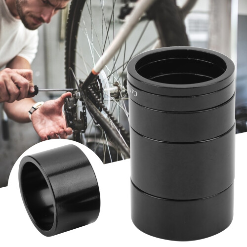 5Pcs Bicycle Fork Spacers Aluminum Alloy 28.6mm Black 2
