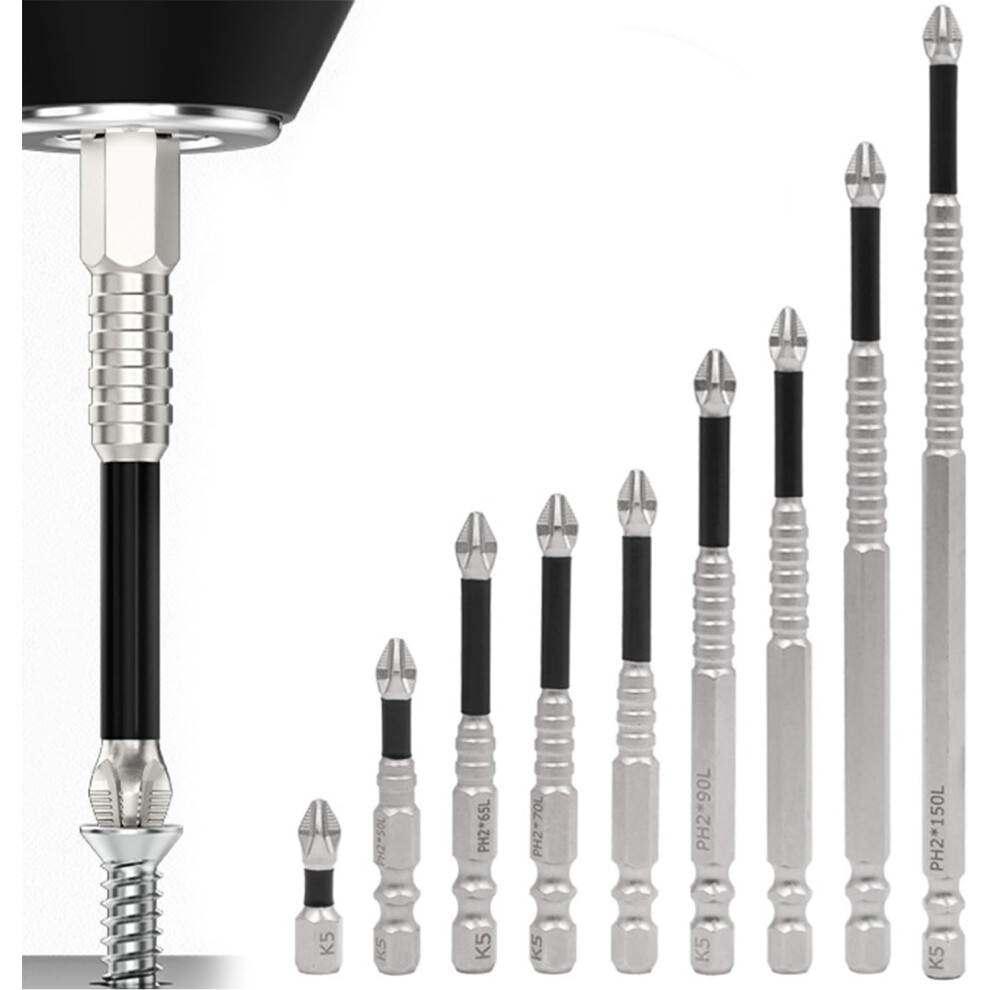 Magnetic Screwdriver Bit Set 9Pcs, Strong Magnetic Hold, Antislip Multilength Bits For Electric And Manual Use 9189345539404