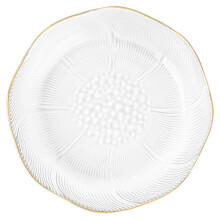 Glass Salad Bowl with Elegant Gold Rim, Medium Clear Glass Mixing Bowl for Fruit Pasta Snacks