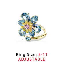 (tdwBOJjz-ktd11) Fashionable S925 Plant Zircon Necklace Bracelet Earnail Ring Jewelry Set Swarovski Banquet Versatile Jewelry - Birthday Gift