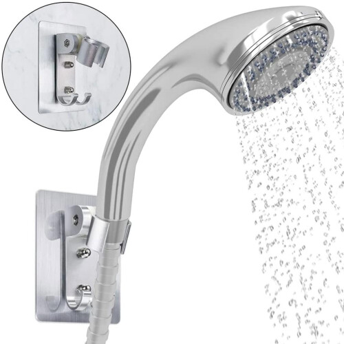 Shower Head Holder Adjustable Wall Mounted Bracket Punch Bathroom Kitchen Stand 10x7.5cm 2