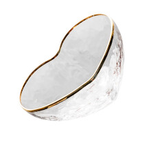 Heart Shaped Glass Bowl with Gold Rim for Salad Fruit Dessert and Party Serving
