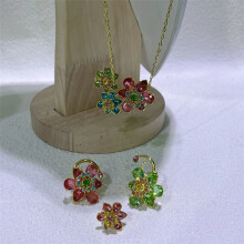 (Necklace Earring3) Original Jewelry Set Idyllia Y-shaped Flower Crystal Boutique Irregular Earring Exquisite Necklace Ring Bracelet Swarovski Gift