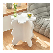 Mini Petal Coffee Table 45x50cm Solid Wood Wave Side Table Nordic Creative Bedroom Bedside End Table White