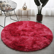 Faux Fur Rug Round Soft Fluffy Shaggy Rug Anti Slip 80cm Red Area Rug For Living Room Bedroom Home Decor