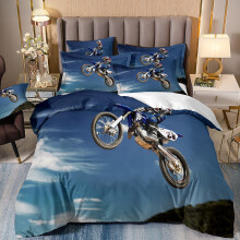 Off Road Motorcycle Kids Duvet Cover Set with Quilt for Boys Girls Teens Bedding 135x200cm
