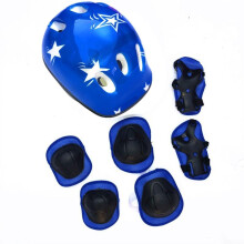 7 in 1 Adjustable Kids' Safety Kit Helmet With Knee Elbow Wrist Pads Blue For Biking And Roller Skating Size Adjustable