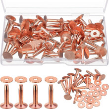 50 Sets Koperen Klinknagels en Bramen, Lederen Riemportefeuilles, Lederen Koperen Klinknagels, Lederen DIY  Supplies (9/16 Inch)