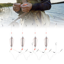 High-Quality 4Pcs Copper Spring Basket Bait Cage Lure with Hooks