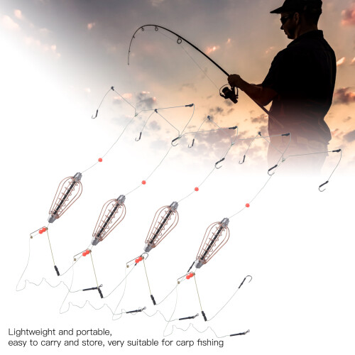 High-Quality 4Pcs Copper Spring Basket Bait Cage Lure with Hooks 2