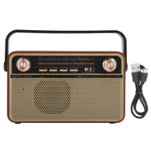 Radio rétro en bois fabriquée à la main, compatible FM, AM et SW, avec Bluetooth sans fil. Design compact et portable, batterie longue durée et