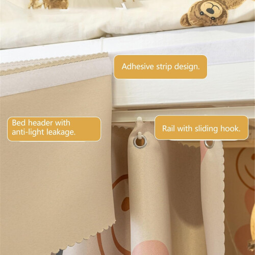 Bunk Bed Privacy Curtain Set Light Blocking Breathable Dorm Bed Curtains Easy Install 1.2M Duck 1