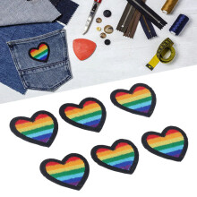 Rainbow Heart Patches 6 Pack: Perfect for Sewing & Embroidery