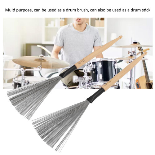 2PCS Portable Maple Drum Brushes & Sticks - Strong Cleaning Power 2