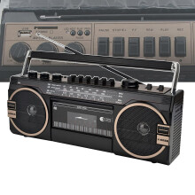 Retro Cassette Player AM/FM/SW Radio With Memory Card USB AUX TF Card Tape Playback Bluetooth 5.0 Speaker Black