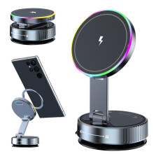 Magnetic Wireless Charging Car Phone Mount 15W Fast Charge 360 Rotatable for Dashboard and Windshield