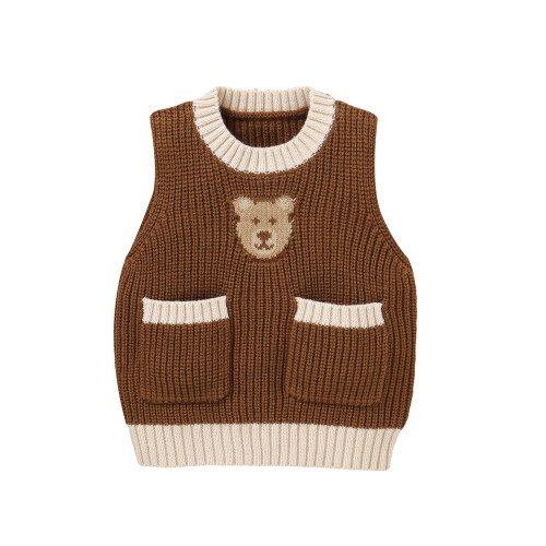 (6-9 Months, Brown) Γιλέκο Sunlight/αρκούδας για στρογγυλή λαιμόκοψη