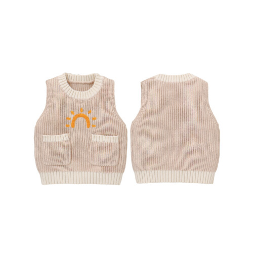 (12-18 Months, Khaki) Strickweste für Kleinkinder 2 Taschen 1