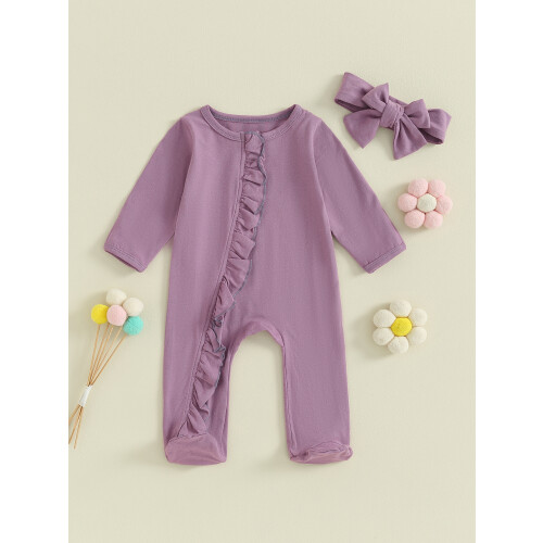 (0-3 Months, Purple) Ensemble 2 pièces bandeau mignon. 1
