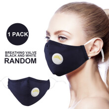 Anti PM2.5 Cotton Face Mask With Activated Carbon Filter, Unisex Black Breathable Design Featuring Adjustable Nose Clip And Dust-Proof Belt For