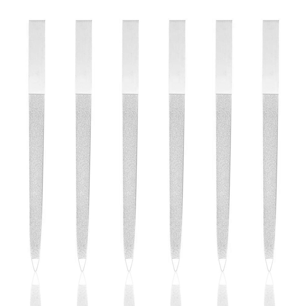 Sapphire Infused Nail File Stainless Steel Double Side Manicure Tool Fine Grit Nail Shaper Safe Grip Handle For Natural Acrylic Artificial Nails