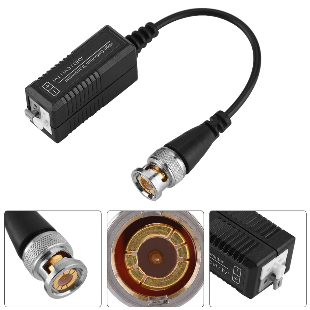 Video Balun Transceiver Adapter, Hd-Cvi Compatible Utp Cable Transmission Passive Video Balun For Cctv Surveillance Systems, Bnc Connector With Surge 9012494154634
